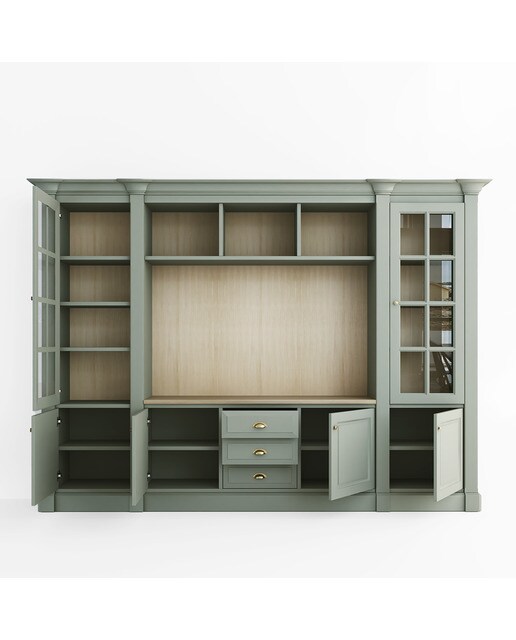 Librería con espacio para TV, 3 cajones, 4 puertas y 2 vitrinas Limoux El Corte Inglés - Verde menta Verde menta-3