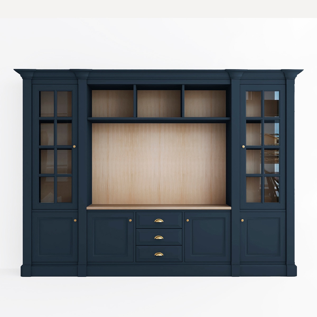 Librería con espacio para TV, 3 cajones, 4 puertas y 2 vitrinas Limoux El Corte Inglés - Azul Océano Azul Océano-1