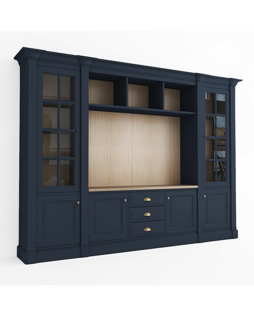 Librería con espacio para TV, 3 cajones, 4 puertas y 2 vitrinas Limoux El Corte Inglés - Azul Océano Azul Océano-2