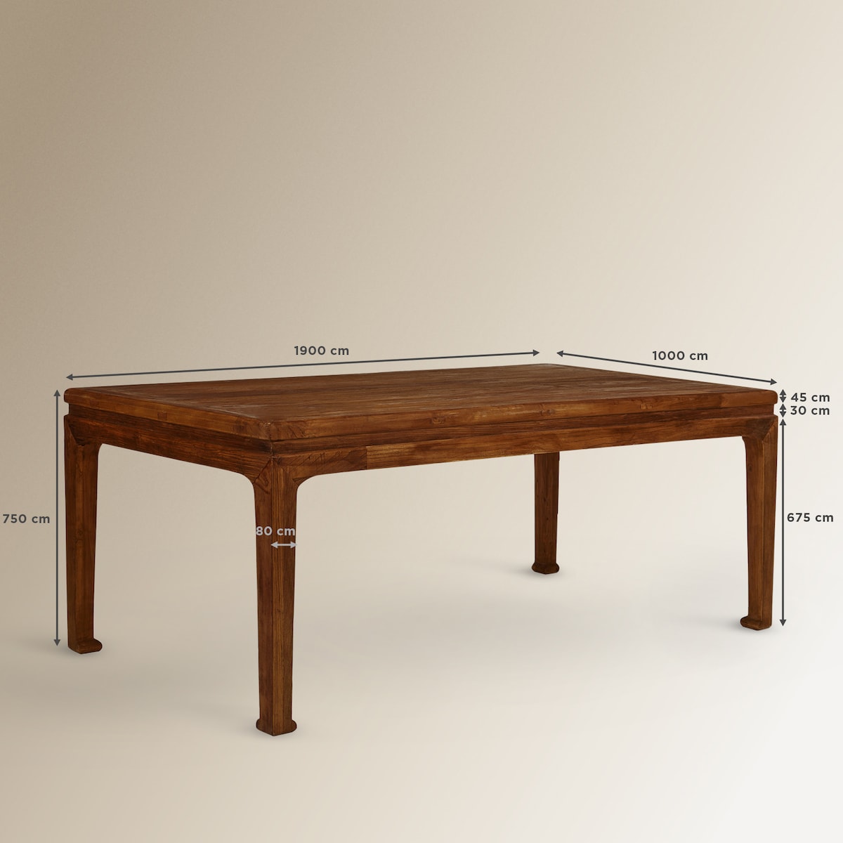 Mesa de madera de olmo reciclado Opium Natural-9