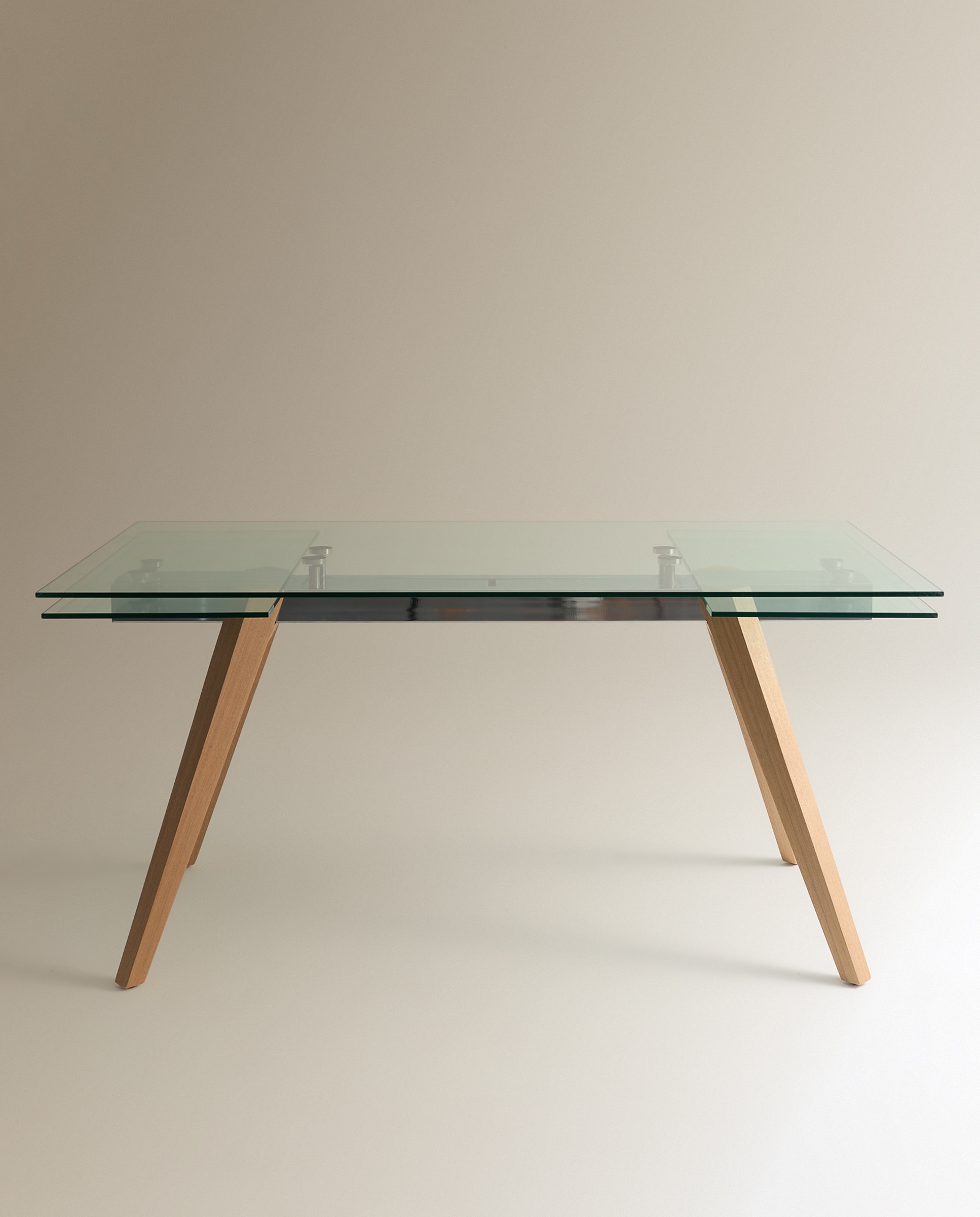 Mesa Extensível de Madeira de Freixo e Vidro Kioto Vidro/Cru-3