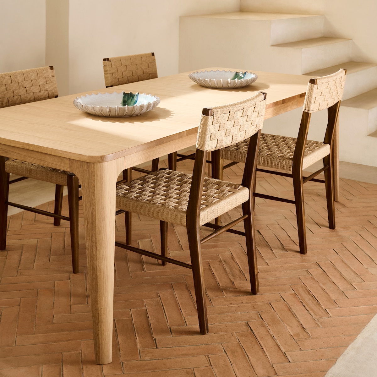 Mesa de comedor extensible de madera de roble Babylon Natural-11