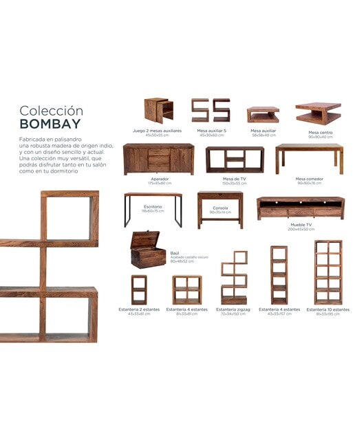 Mesa de Madeira de Palissandro Bombay Natural-8