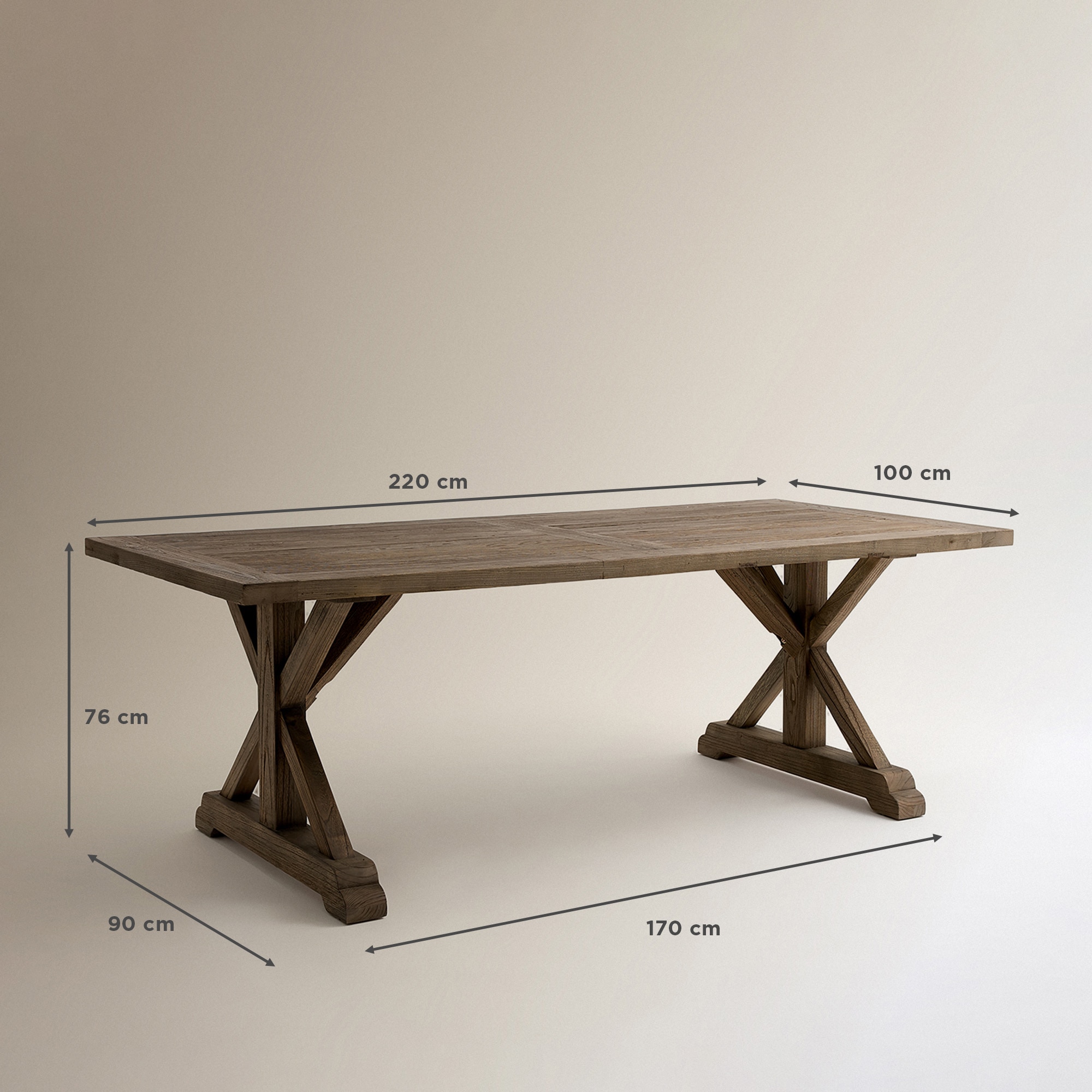 Mesa de Madeira de Olmo Reciclado Riviera Natural-7