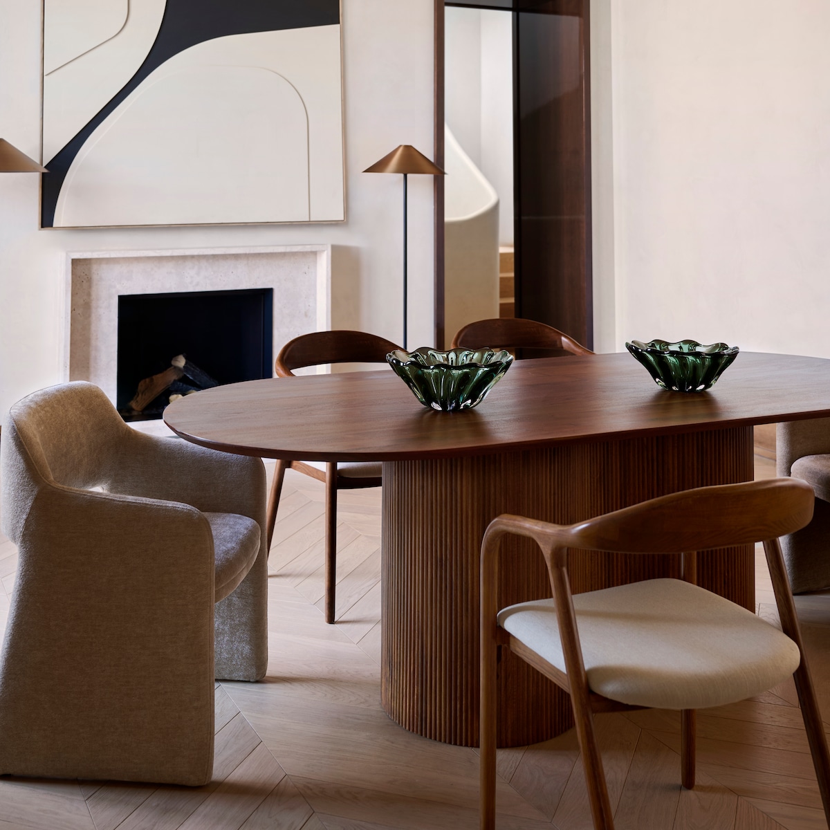 Mesa de madera de mango Curve Nogal-8