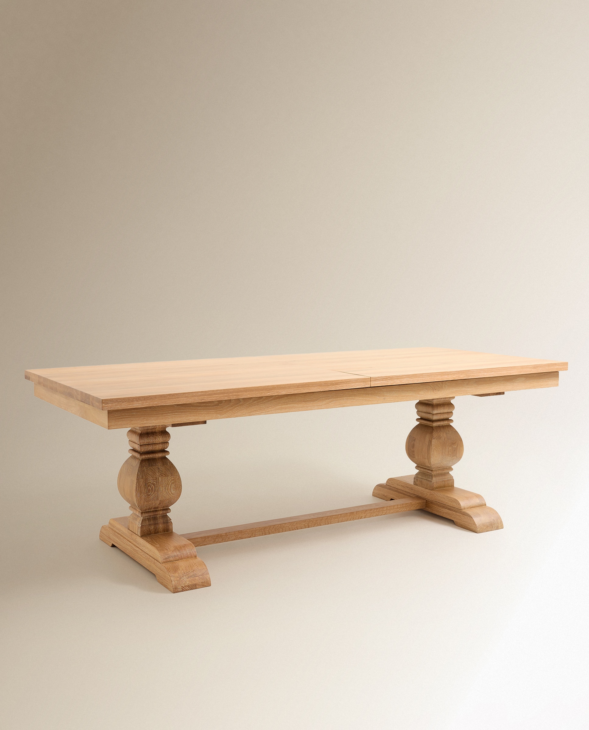 Mesa de comedor extensible de madera de roble Vintage - Natural Natural-3
