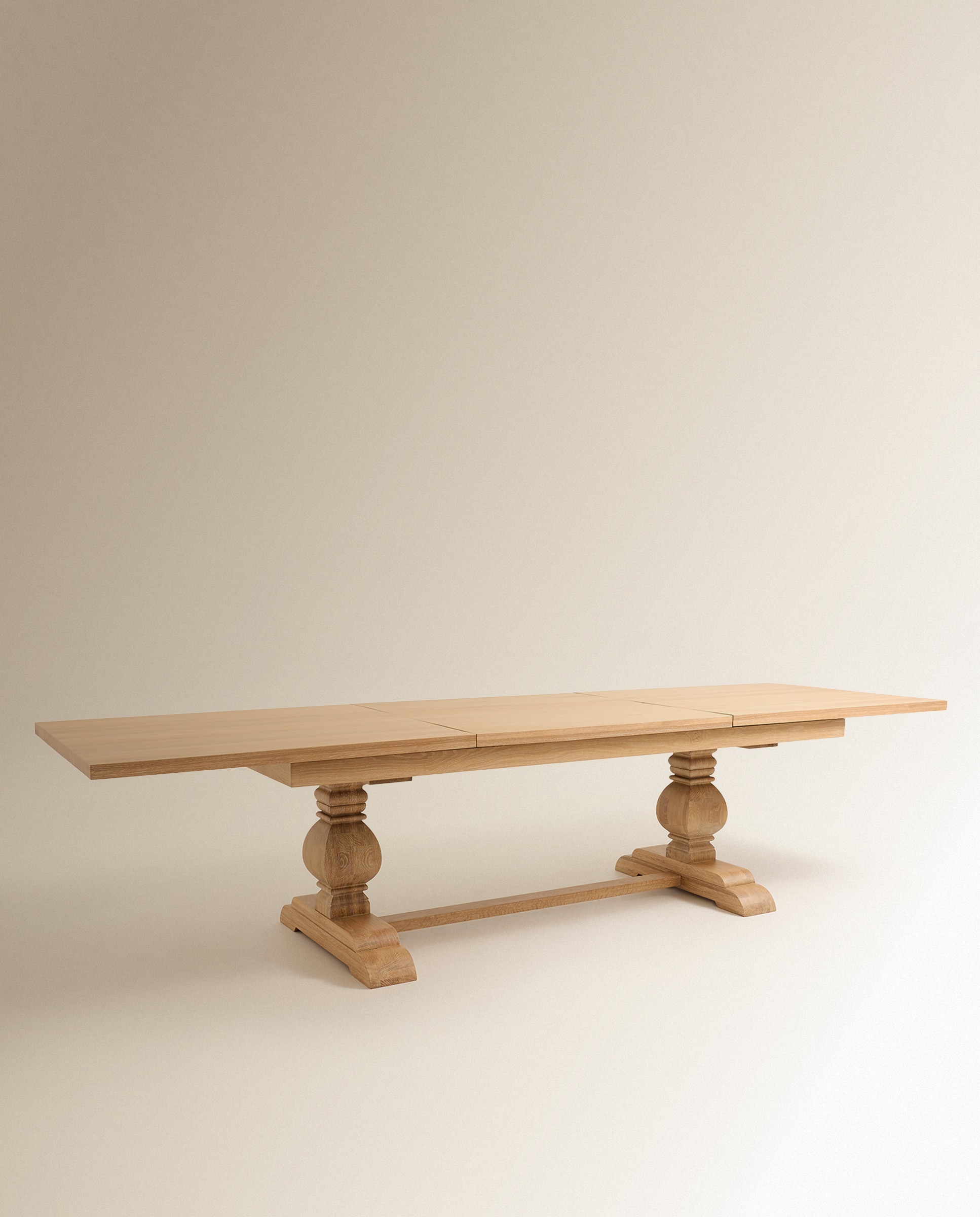 Mesa de comedor extensible de madera de roble Vintage - Natural Natural-4