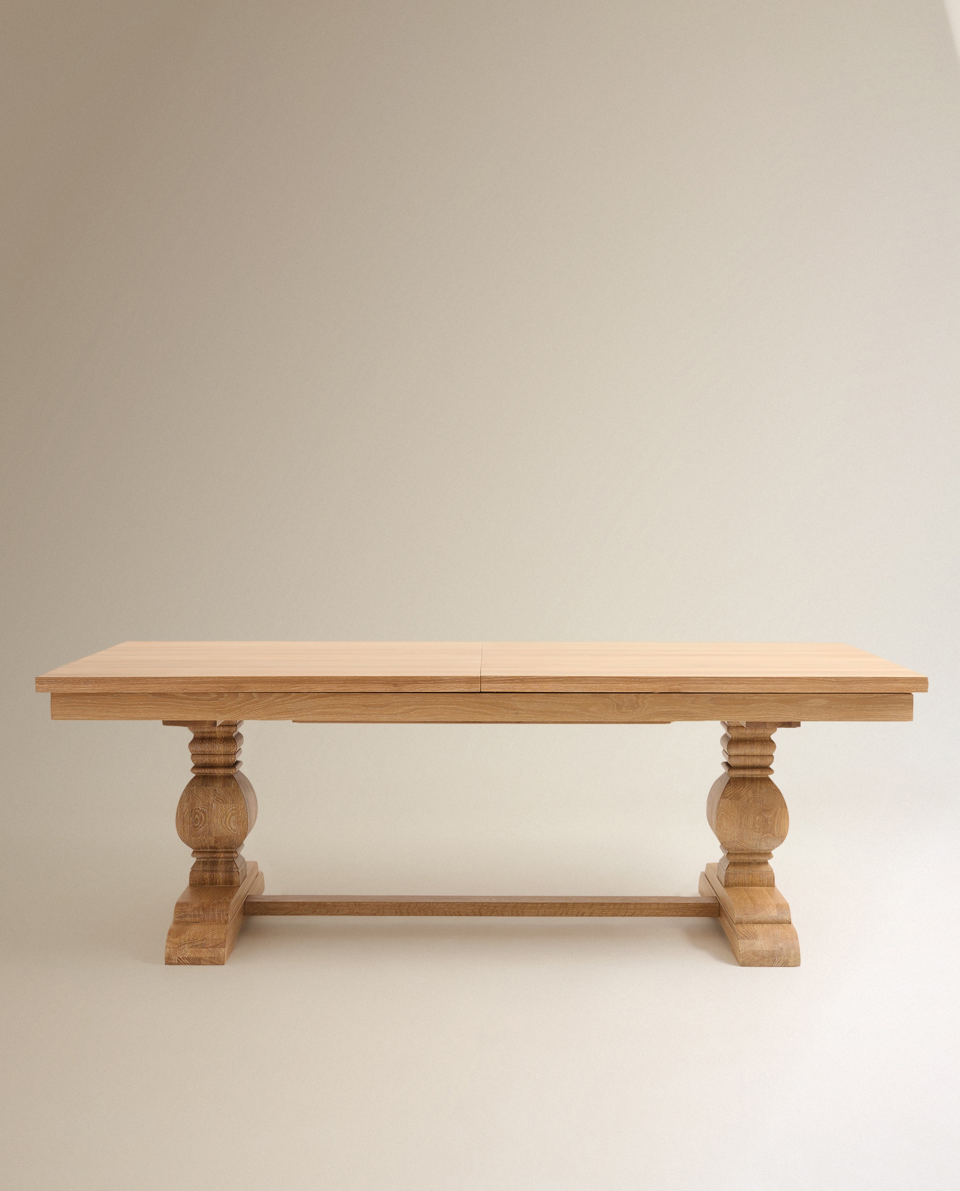 Mesa de comedor extensible de madera de roble Vintage - Natural Natural-5