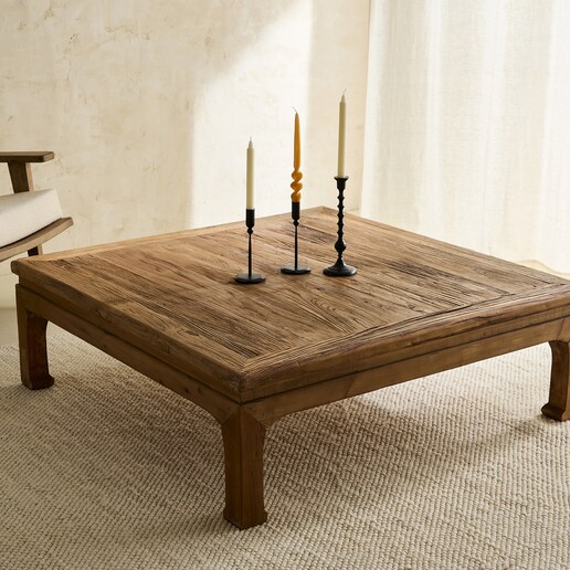 Mesa de centro cuadrada de madera de olmo reciclado Opium El Corte Inglés