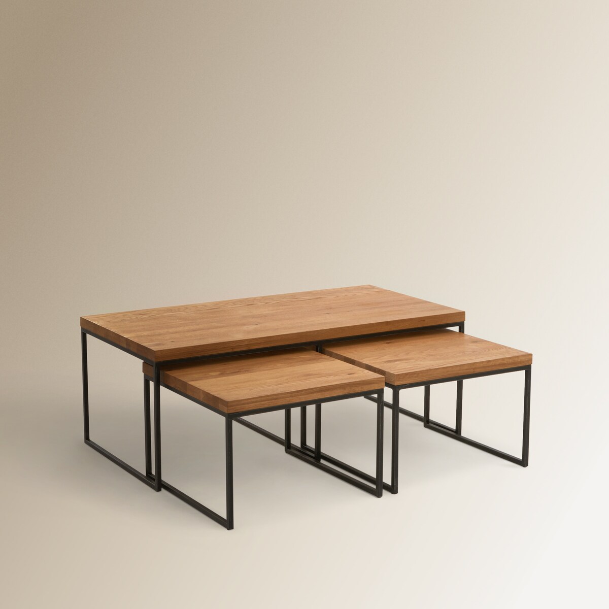 Conjunto de Mesa de Centro com 2 Auxiliares de Carvalho Calia Carvalho-2