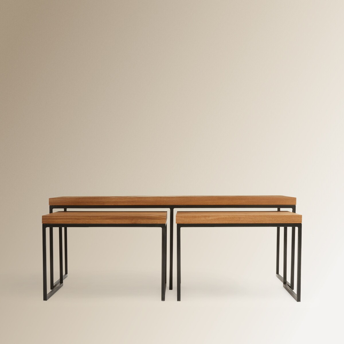 Conjunto de Mesa de Centro com 2 Auxiliares de Carvalho Calia Carvalho-3