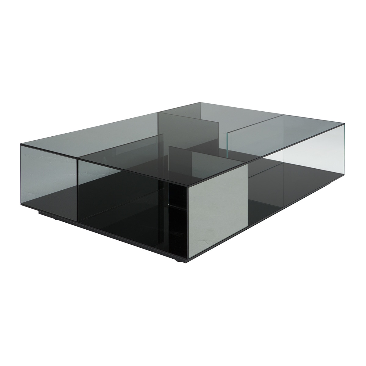 Mesa de centro rectangular de cristal Labirinto Natuzzi - Fumé Fumé-1
