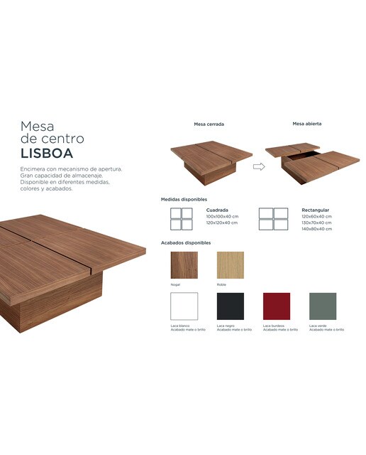 Mesa de centro cuadrada en mate Lisboa Room - El Corte Inglés - Negro mate 100 x 100 cm Negro mate-8