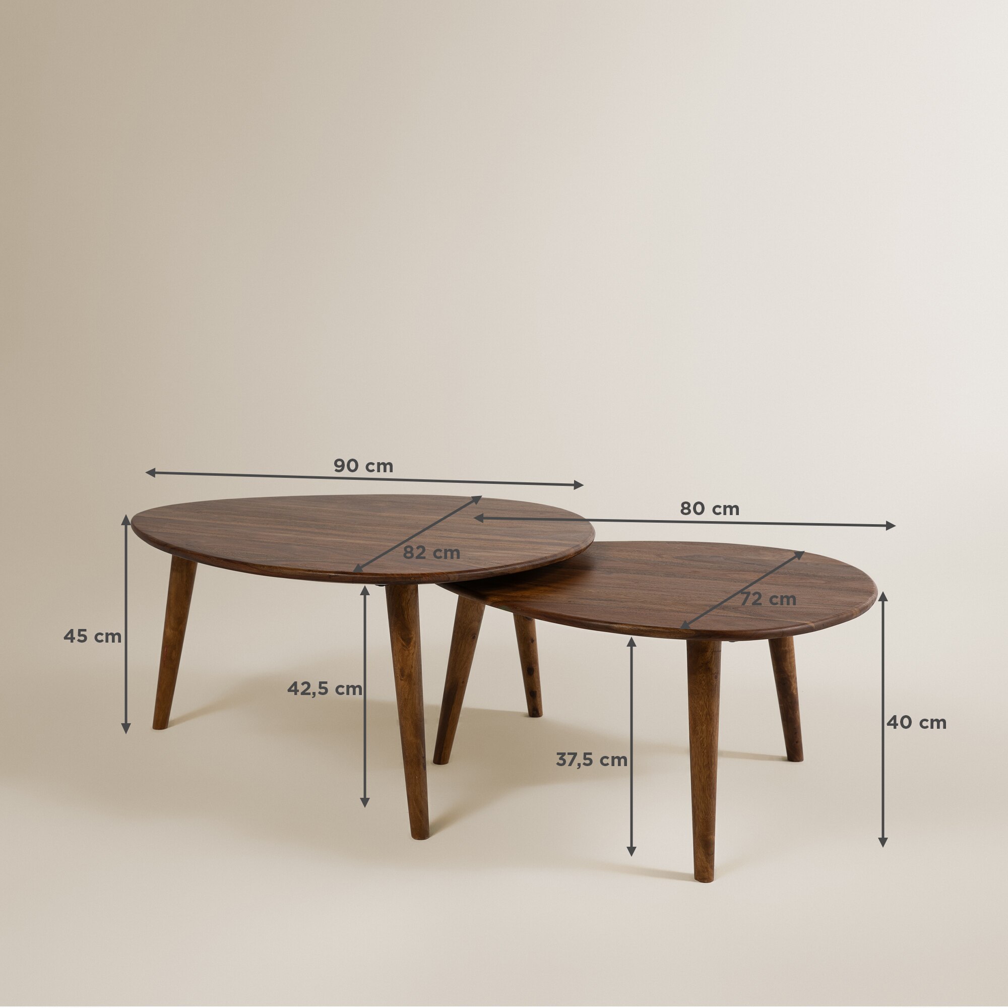 Conjunto de 2 Mesas de Centro de Pau-Rosa Bruno Room Natural-8