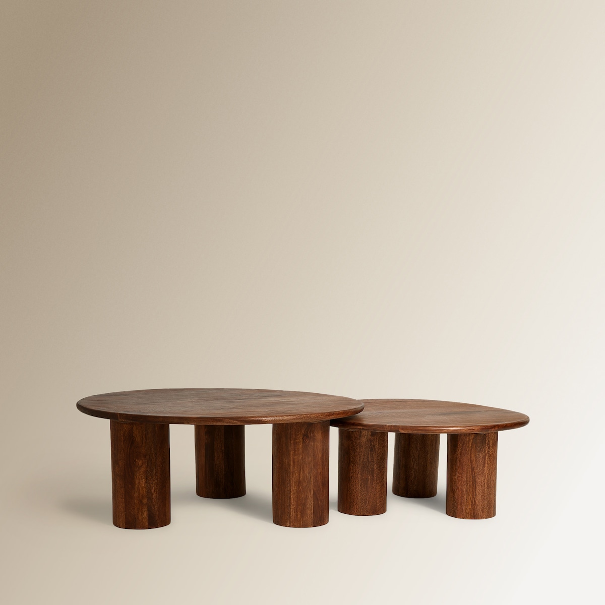 Conjunto de 2 Mesas de Centro em Madeira de Mangueira Kenia Natural-3