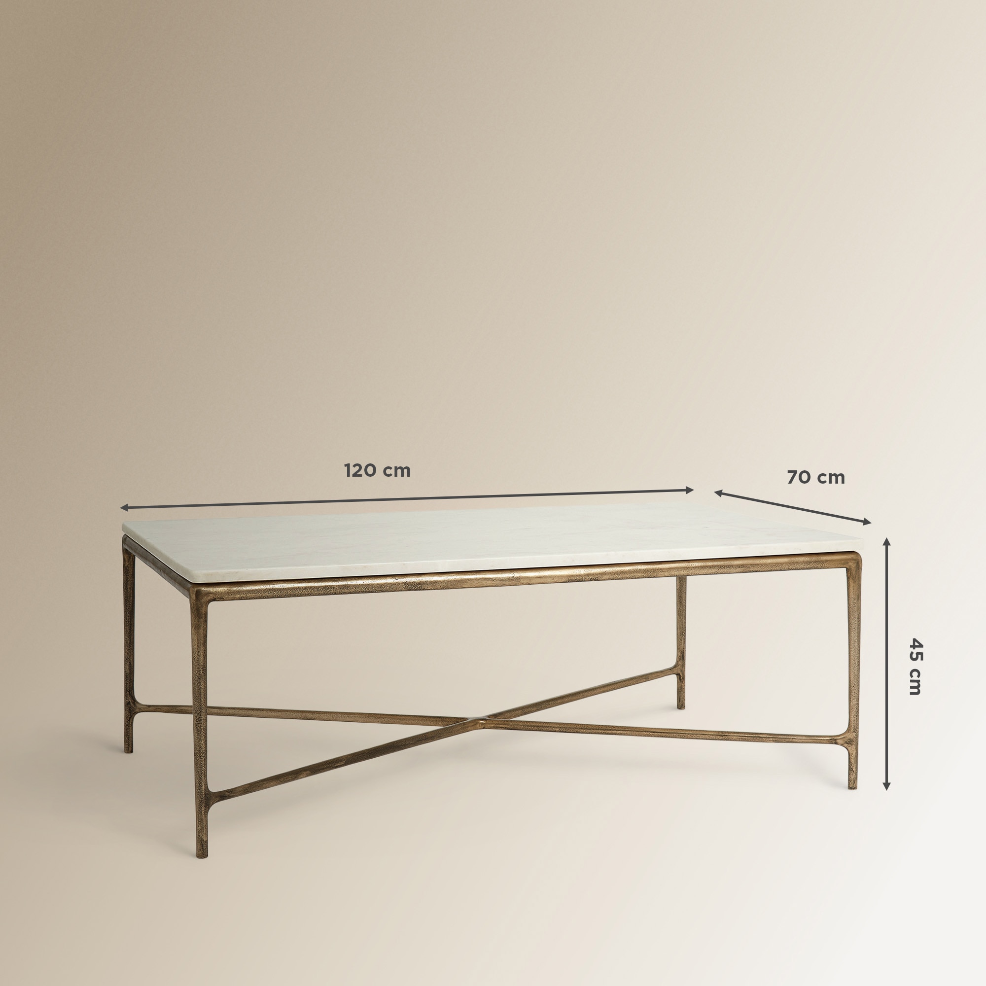 Mesa de Centro de Alumínio e Mármore Judy Branco / Ouro-8