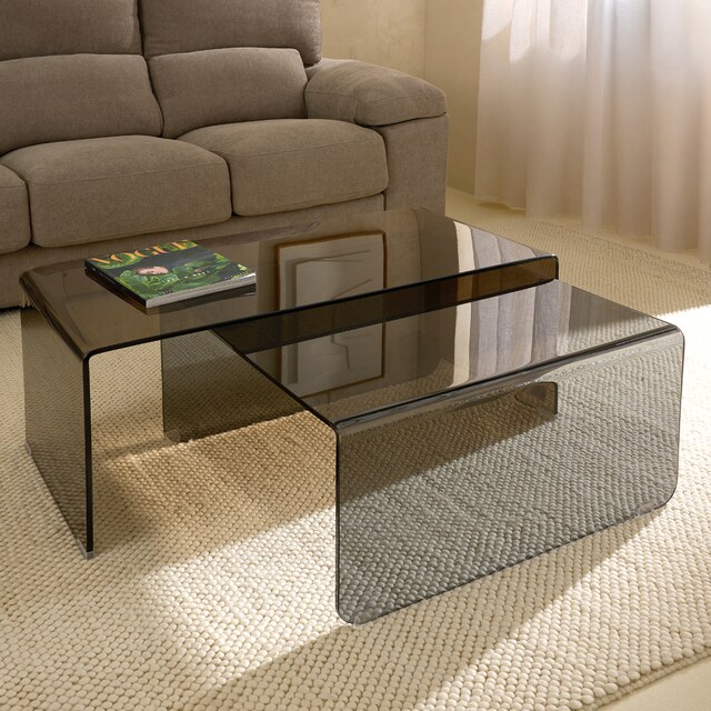 Imagem 0 de Conjunto de 2 Mesas de Centro de Vidro Temperado