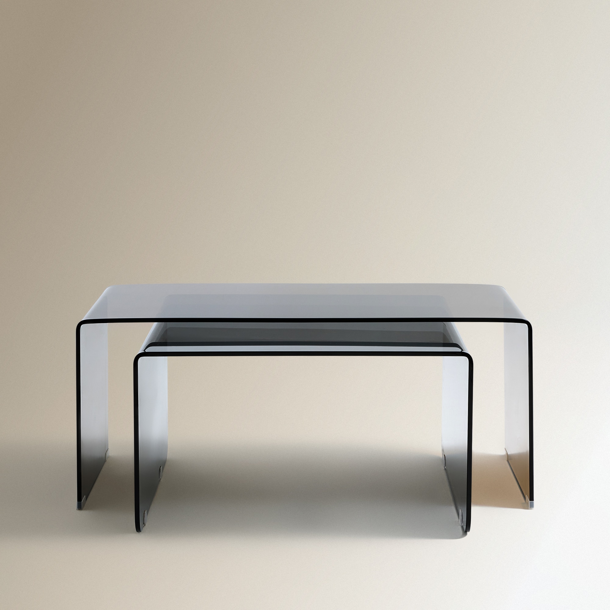 Conjunto de 2 Mesas de Centro de Vidro Temperado Castanho-3