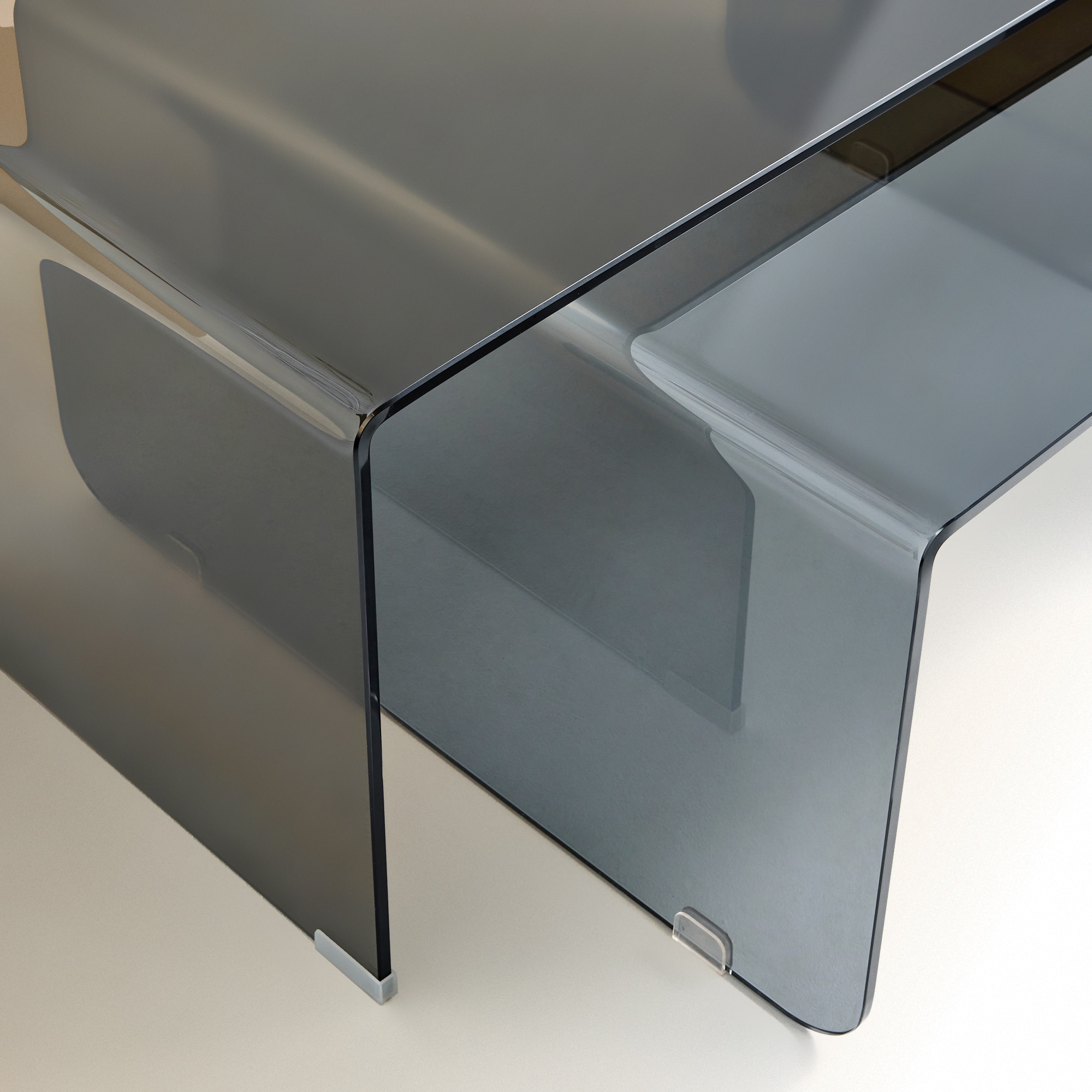 Conjunto de 2 Mesas de Centro de Vidro Temperado Castanho-6