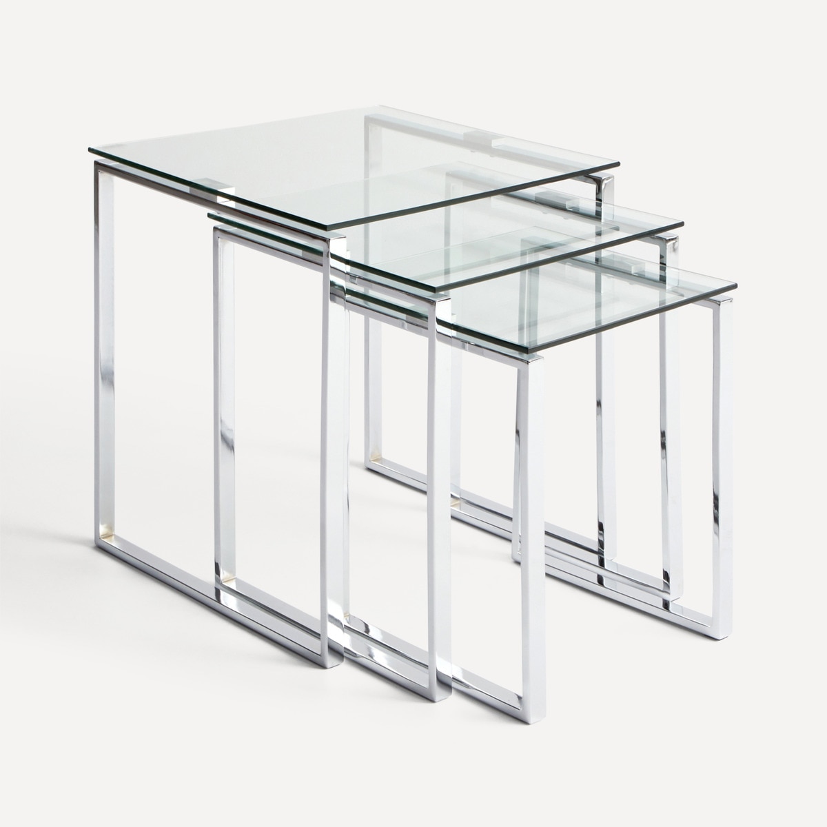 Imagem 0 de Conjunto de 3 mesas auxiliares de aço e cristal Catalina El Corte Inglés