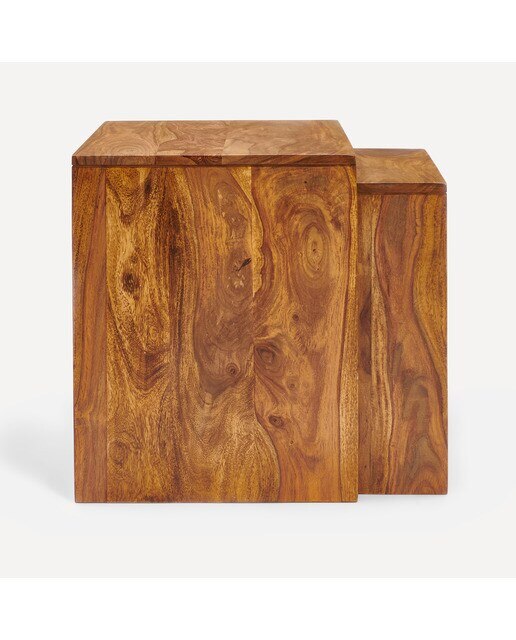Set de 2 mesas auxiliares nido de madera de palisandro Bombay El Corte Inglés - Nogal Nogal-3