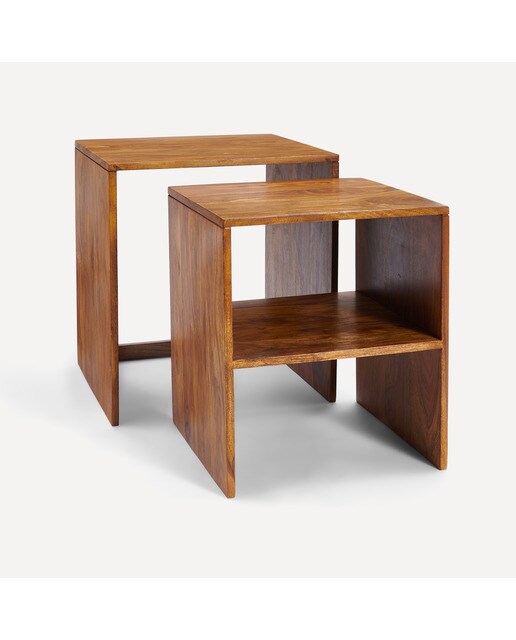 Set de 2 mesas auxiliares nido de madera de palisandro Bombay El Corte Inglés - Nogal Nogal-5
