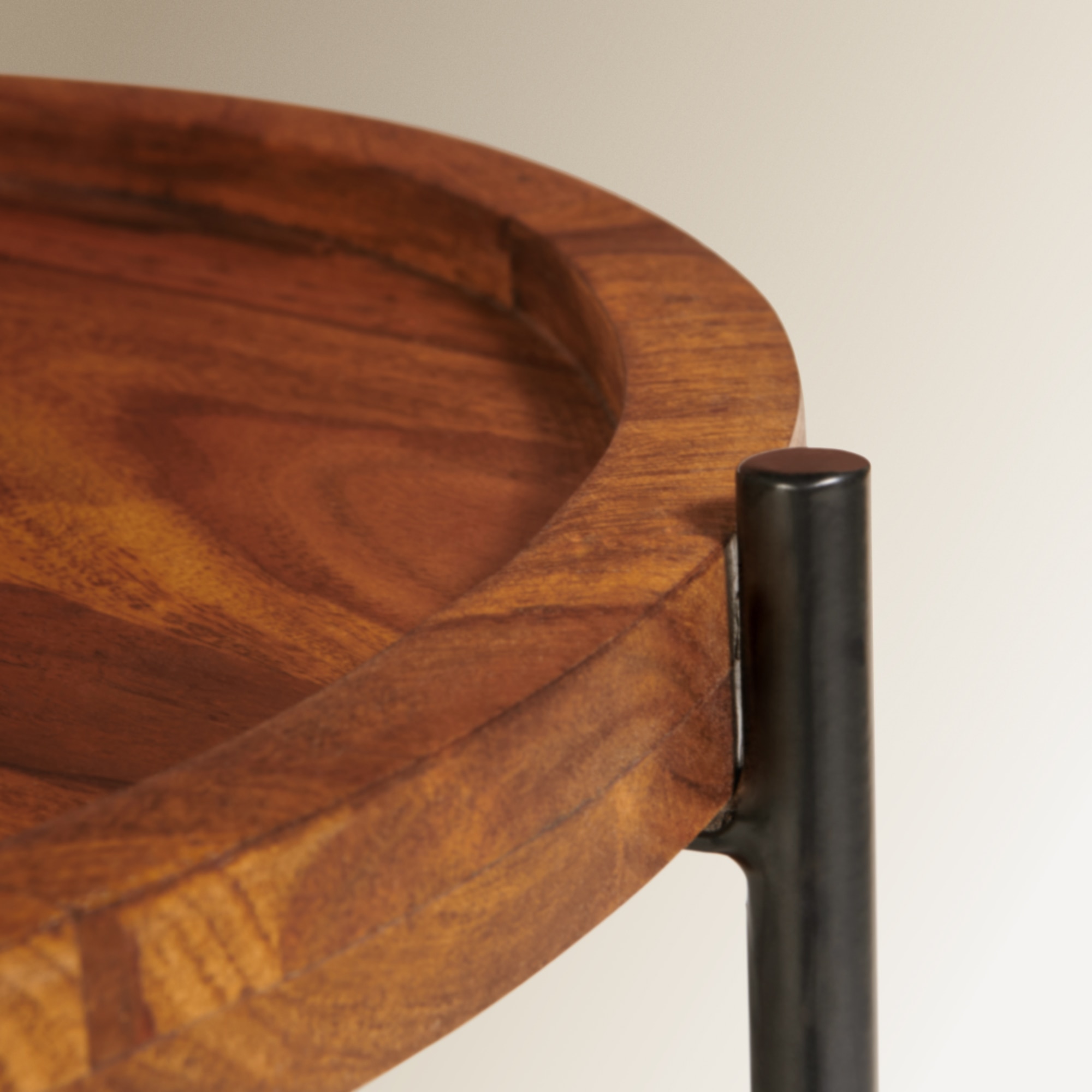 Mesa Auxiliar Redonda Belice Natural / Preto-3