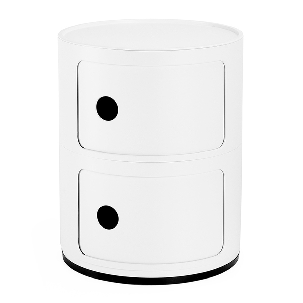 Mesa auxiliar de plástico reciclado con 2 cajones Componibili Kartell - Blanco mate Blanco mate-1