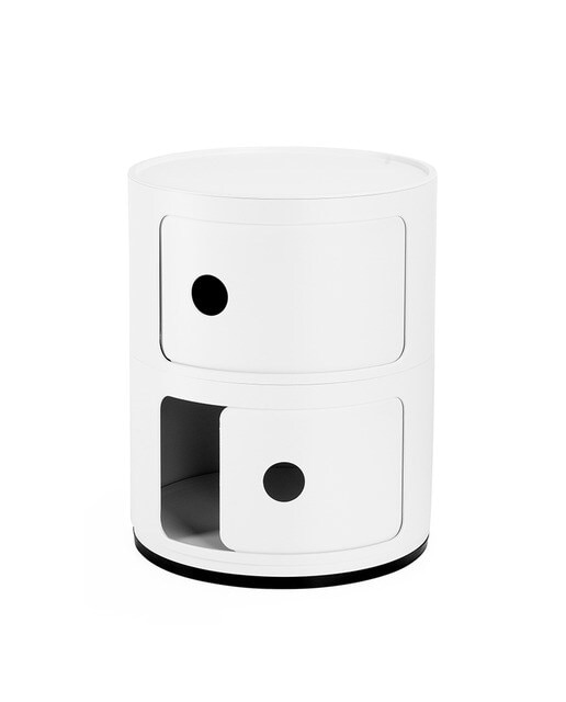 Mesa auxiliar de plástico reciclado con 2 cajones Componibili Kartell - Blanco mate Blanco mate-2