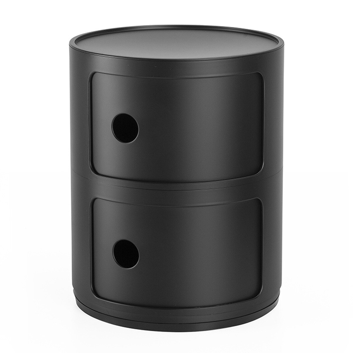 Imagen 0 de Mesa auxiliar de plástico reciclado con 2 cajones Componibili Kartell Negro mate