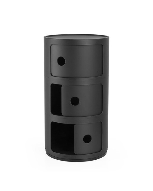 Mesa auxiliar de plástico reciclado Componibili Kartell - Negro mate Negro mate-2