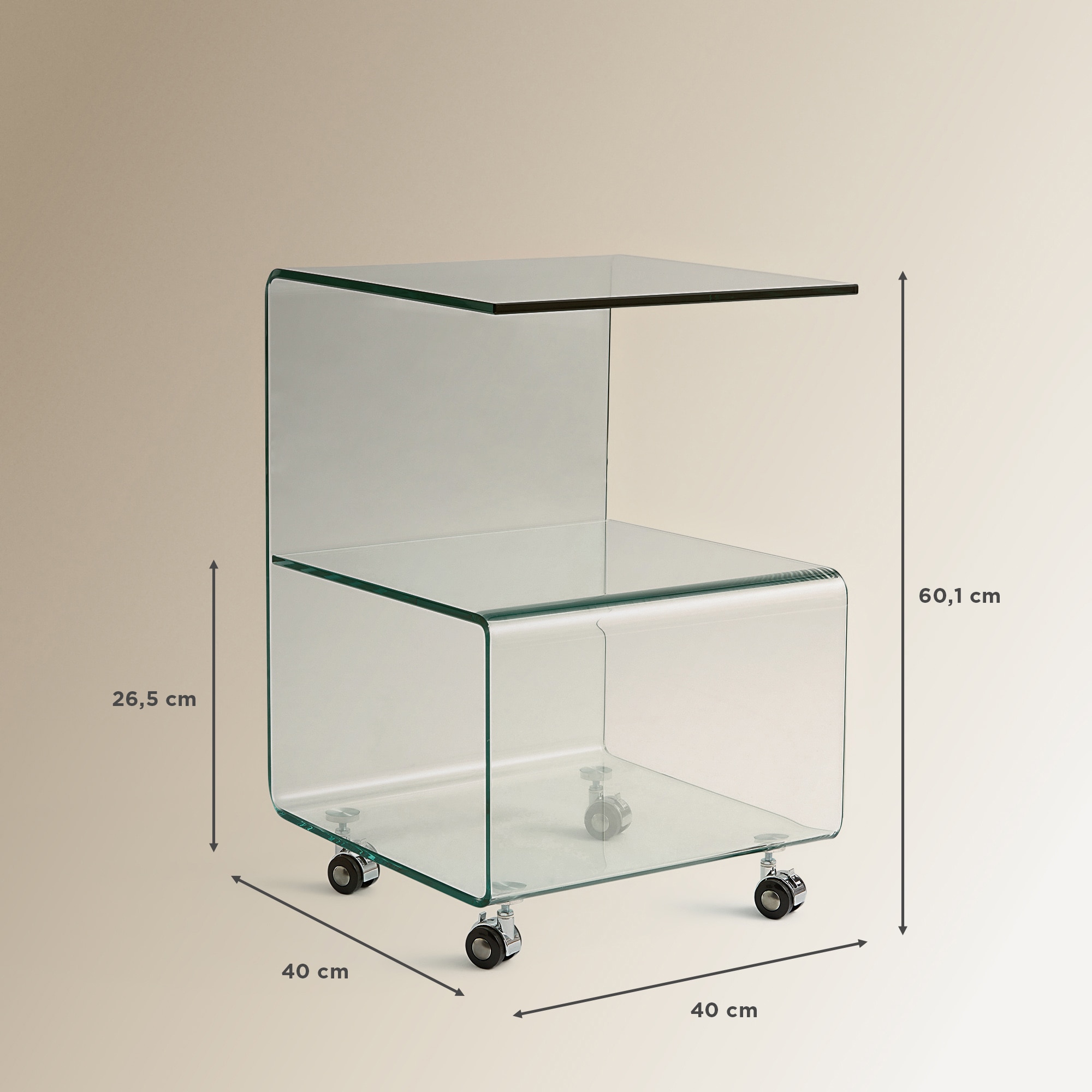Mesa auxiliar de cristal con ruedas Shiny El Corte Inglés - Transparente Transparente-7
