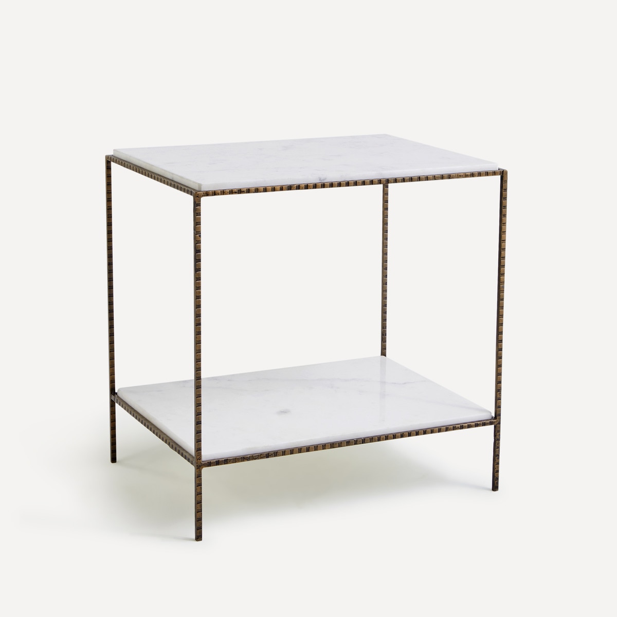Mesa Auxiliar de Aço e Mármore Logan Branco-1