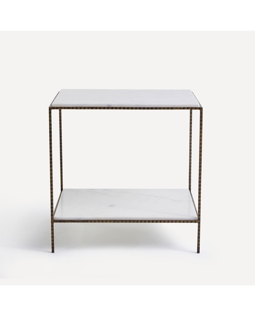 Mesa Auxiliar de Aço e Mármore Logan Branco-2