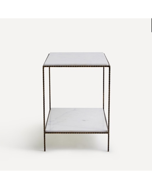 Mesa Auxiliar de Aço e Mármore Logan Branco-3