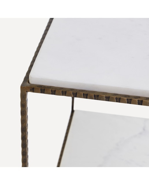 Mesa Auxiliar de Aço e Mármore Logan Branco-5