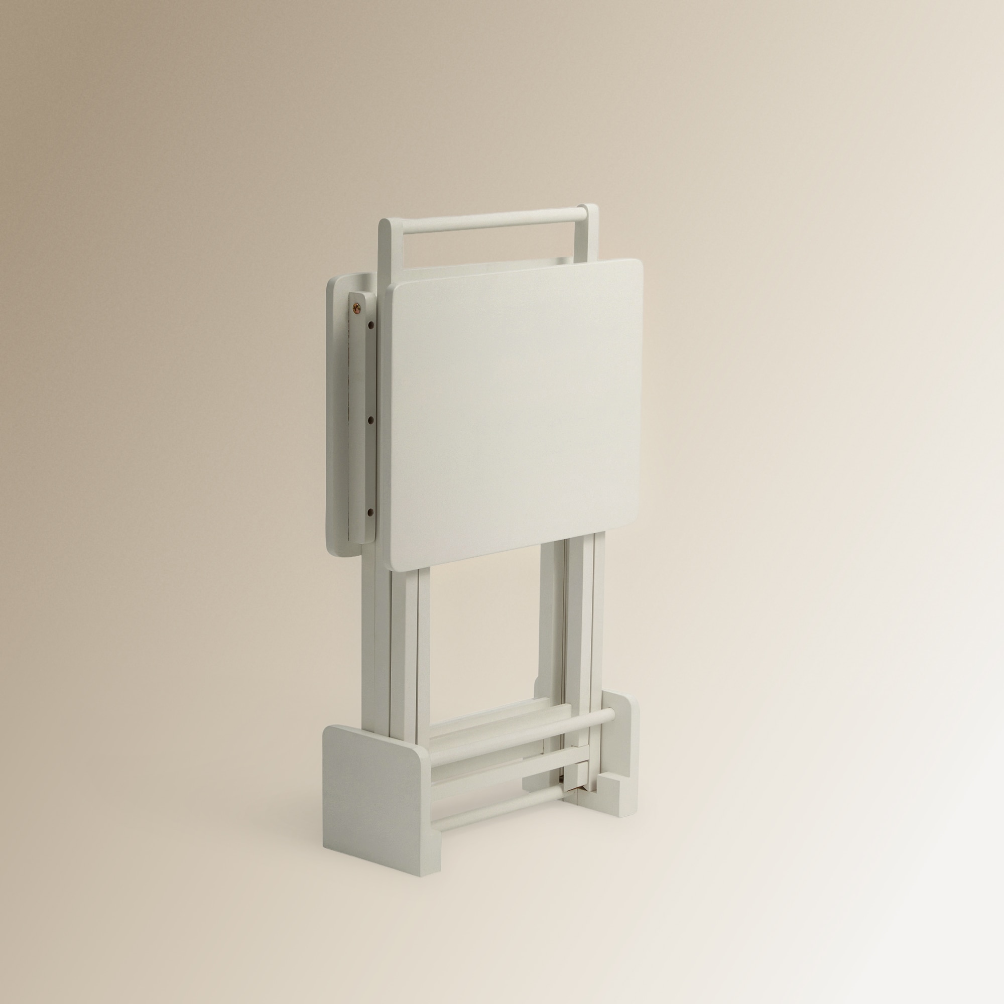 Set de 2 mesas auxiliares plegables de madera de hevea Parson - Blanco Blanco-4