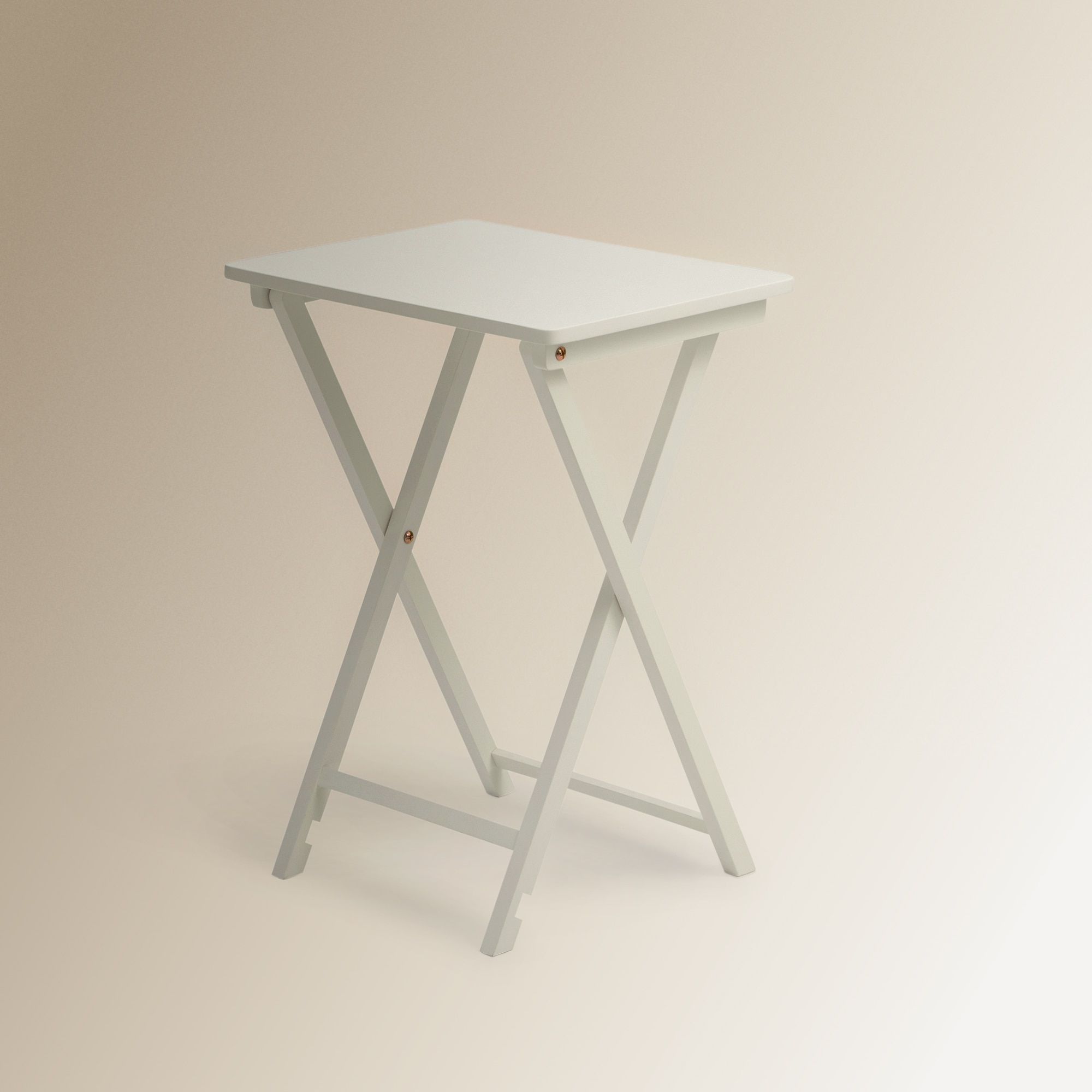 Set de 2 mesas auxiliares plegables de madera de hevea Parson - Blanco Blanco-5