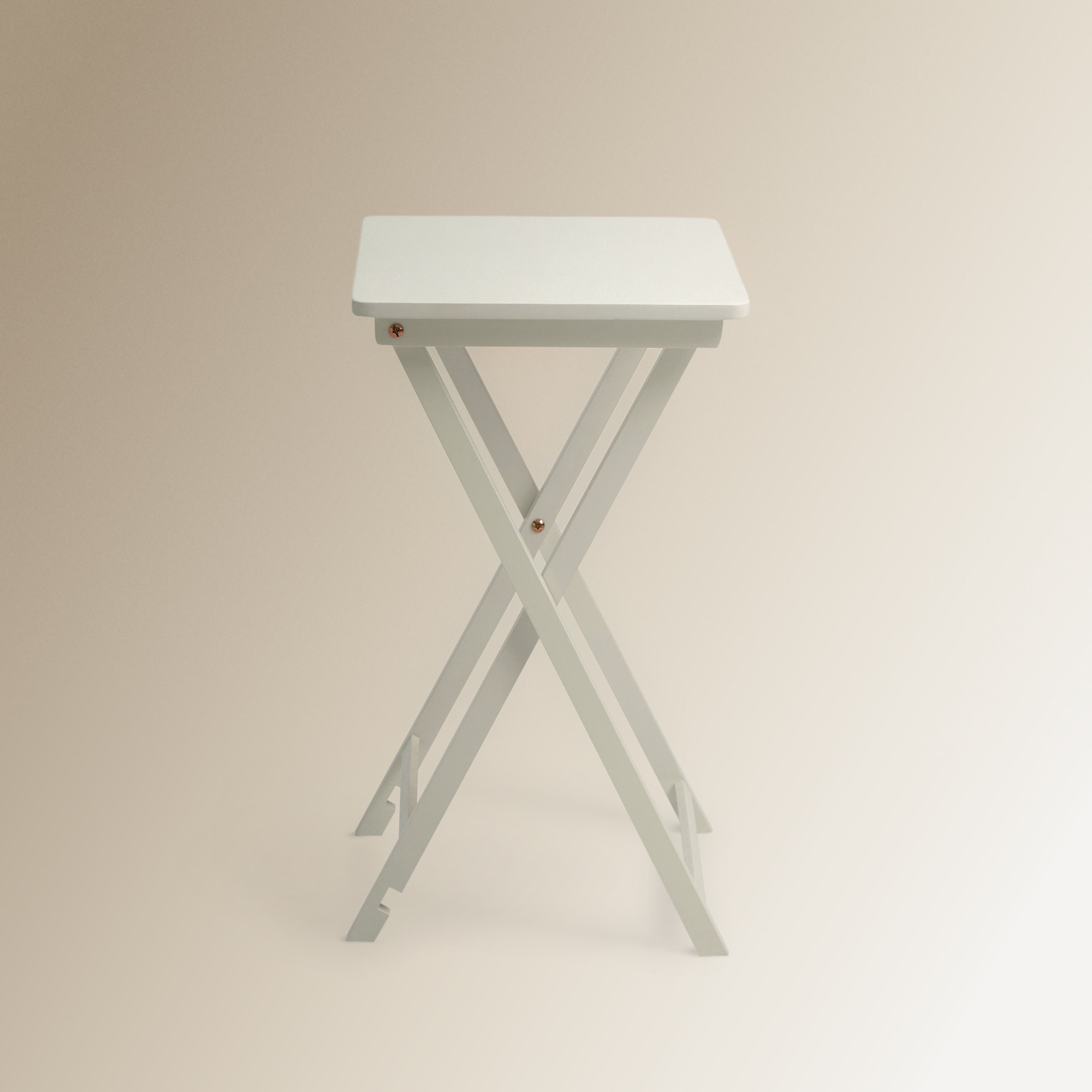 Set de 2 mesas auxiliares plegables de madera de hevea Parson - Blanco Blanco-7