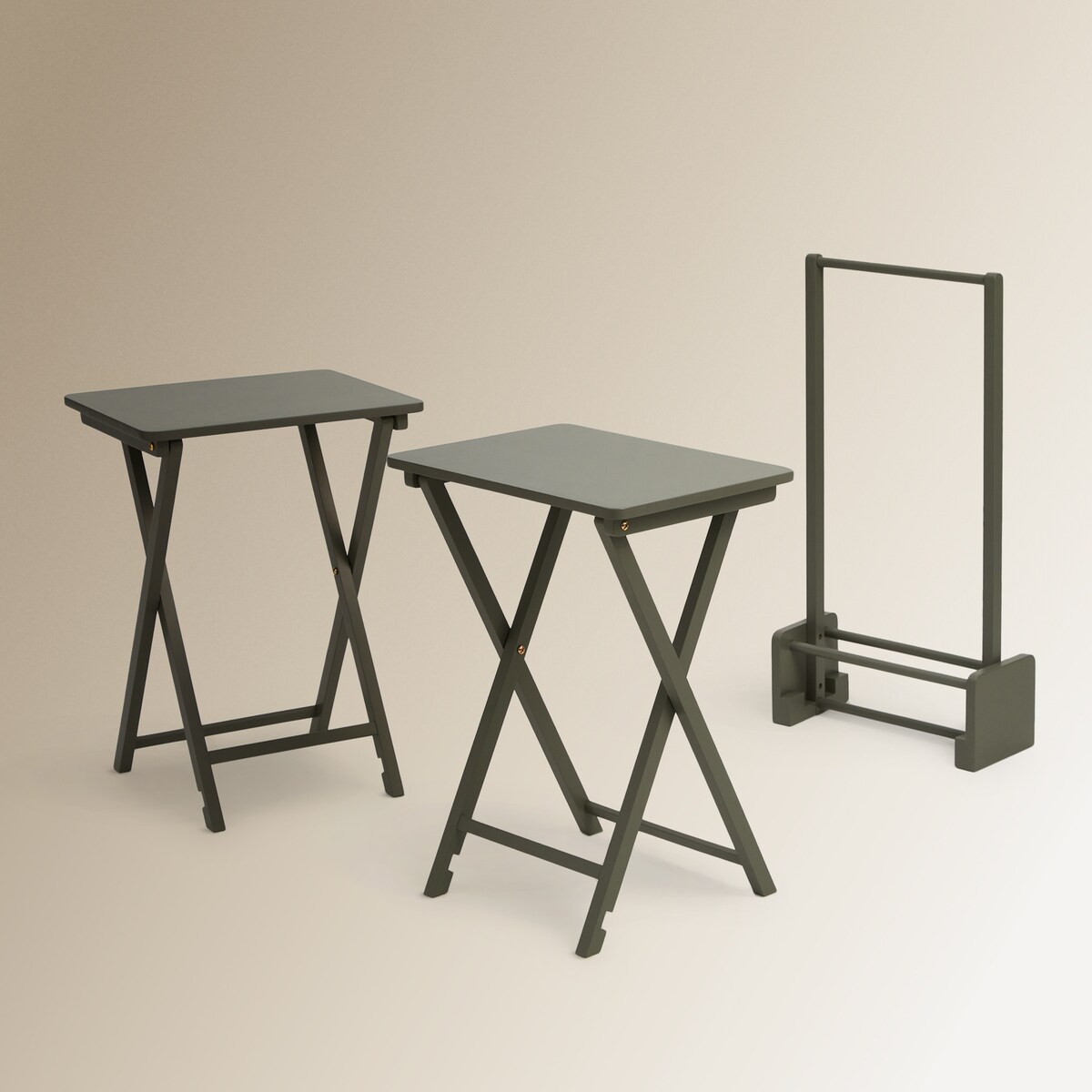 Conjunto de 2 Mesas Auxiliares Dobráveis Parson Verde-2