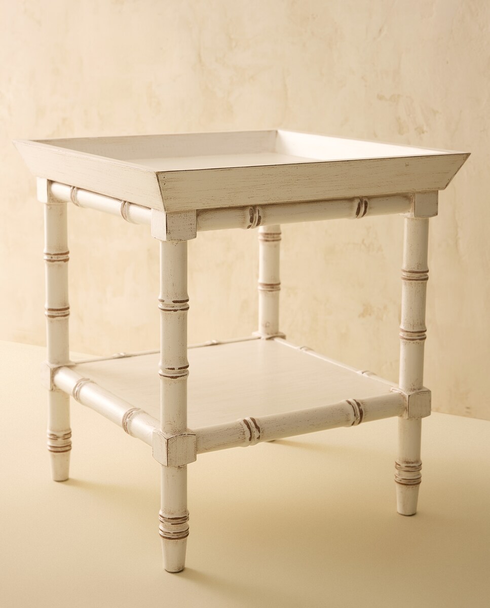 Imagen 0 de Mesa auxiliar de madera de pino Bamboo Blanco