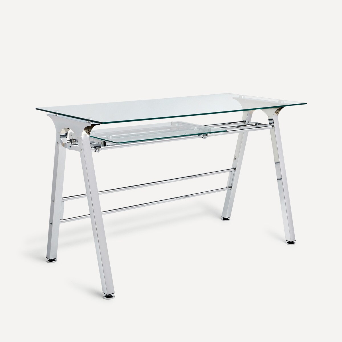 Mesa de escritorio de metal y cristal Steel El Corte Inglés Gris-2