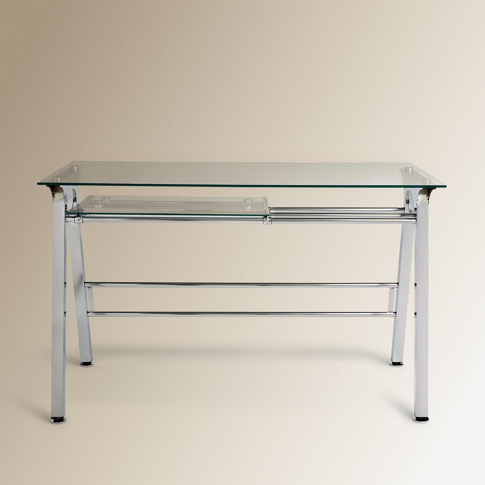 Mesa de escritorio de metal y cristal Steel El Corte Inglés Gris-3