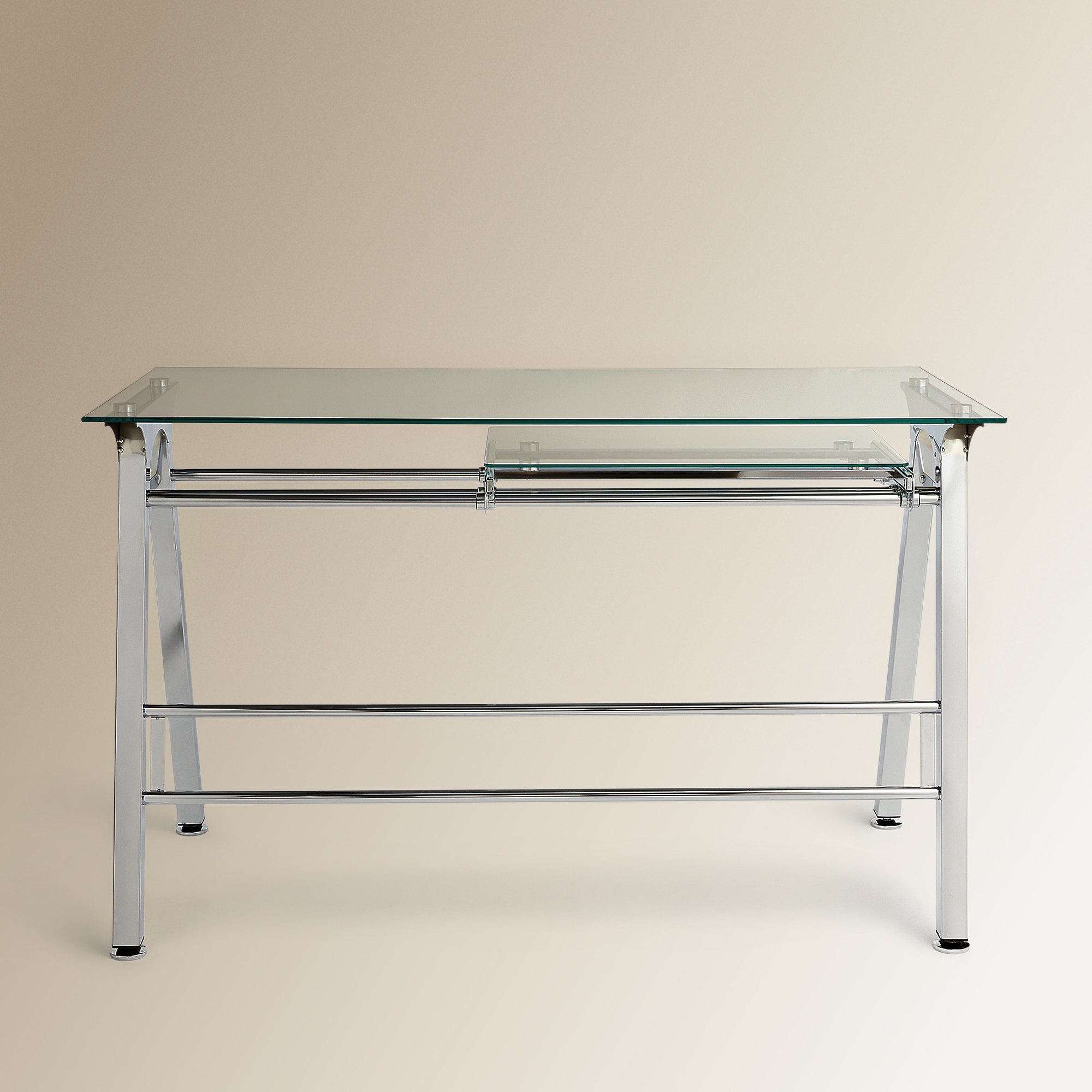 Mesa de escritorio de metal y cristal Steel El Corte Inglés Gris-8
