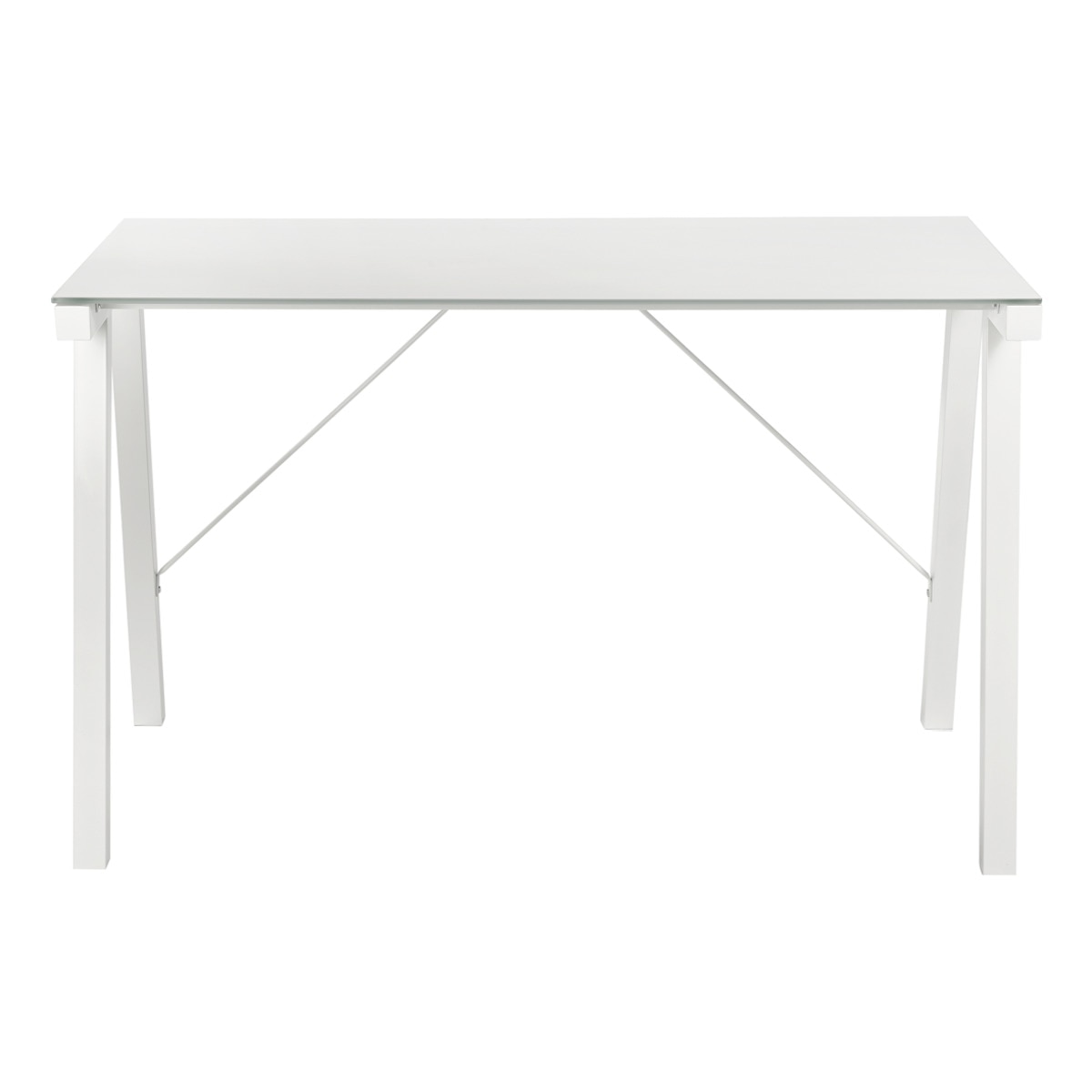 Mesa de escritorio de metal y cristal Tiphoon El Corte Inglés Blanco-2