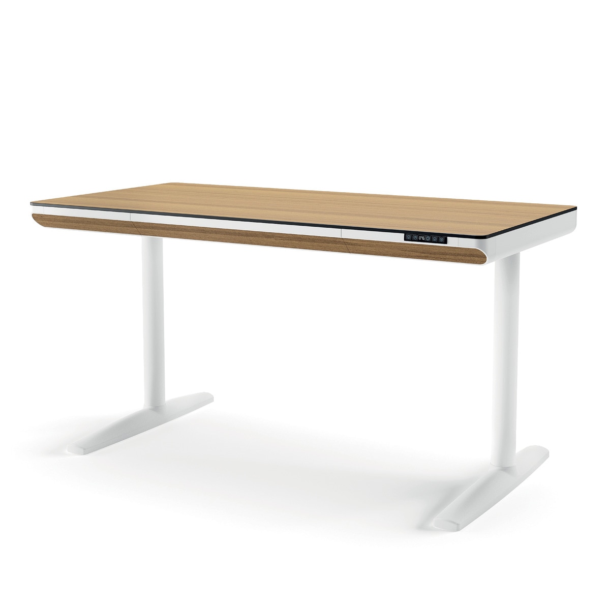 Mesa de Escritório Elevável Meier Branco/Carvalho-1