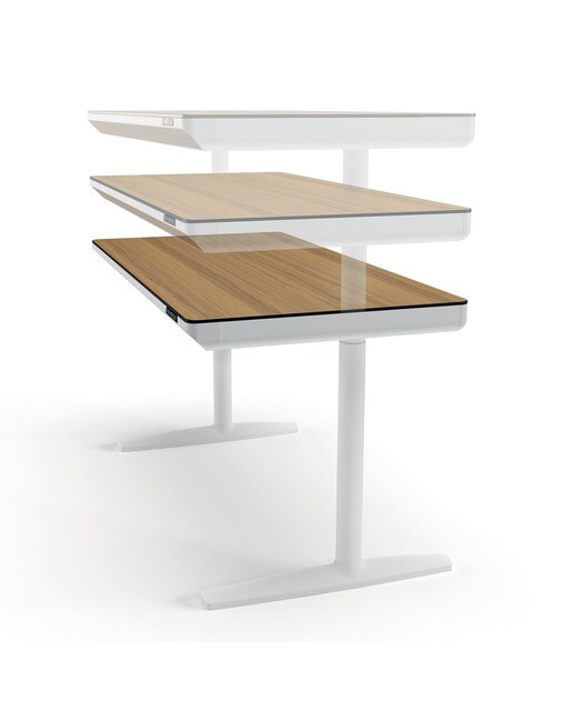 Mesa de Escritório Elevável Meier Branco/Carvalho-2