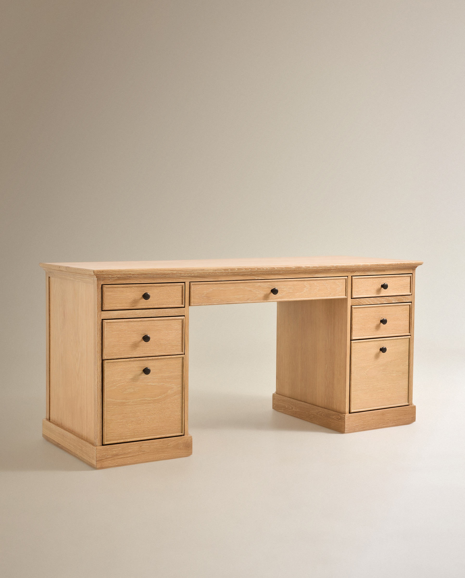 Escritorio de madera de roble macizo Vintage - Natural Natural-2