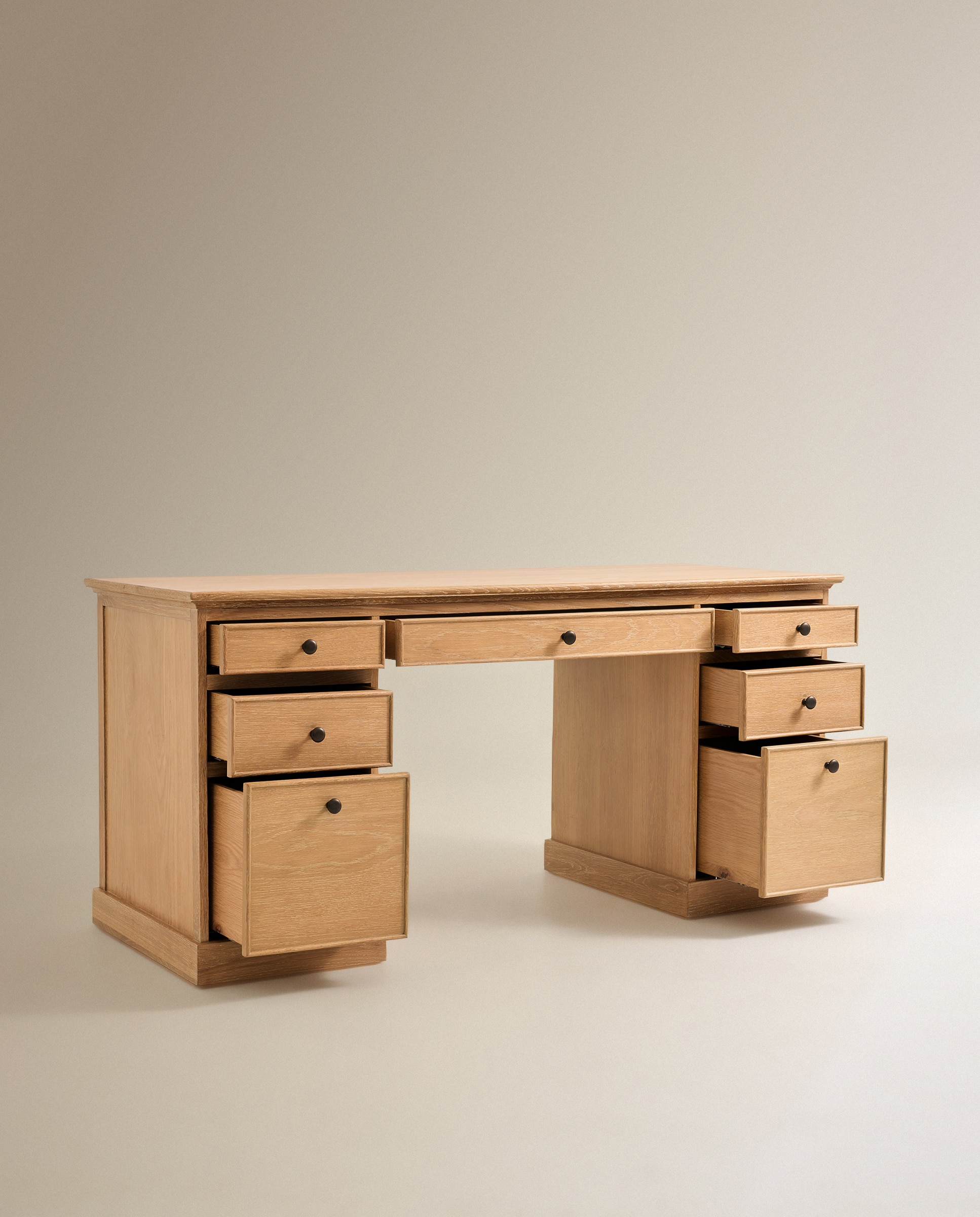 Escritorio de madera de roble macizo Vintage - Natural Natural-5