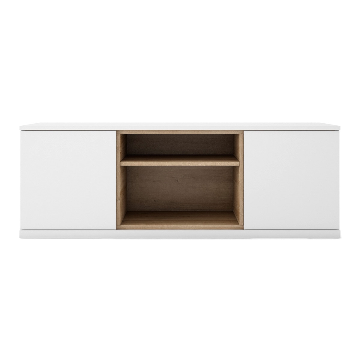 Mueble de TV con 2 puertas abatibles y 1 hueco Home El Corte Inglés - Blanco / Canela 150 cm Blanco / Canela-1
